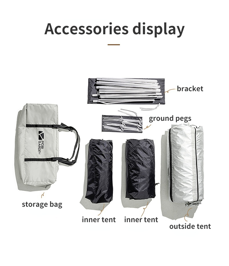 Nature Hike Camping Outdoor Equipment Portable Beach Two Rooms One Hall Four People Camping Tent Travel Equipment