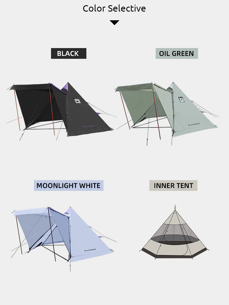 New Pyramid Tent With Snow Skirt Waterproof Camping Teepee With A Chimney Hole For Cooking Travel Tent PU3000