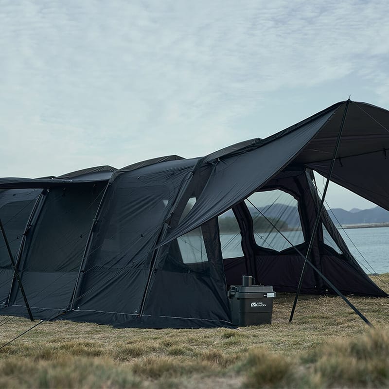 Outdoor Camping Tent Travel Camping Supplies Tunnel Double Layer LanSheng 4 (70D) Wide Space Black Four Seasons Tent