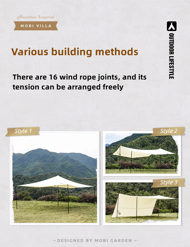outdoor camping rain - proof sun - proof uv light luxury camping cotton large space canopy