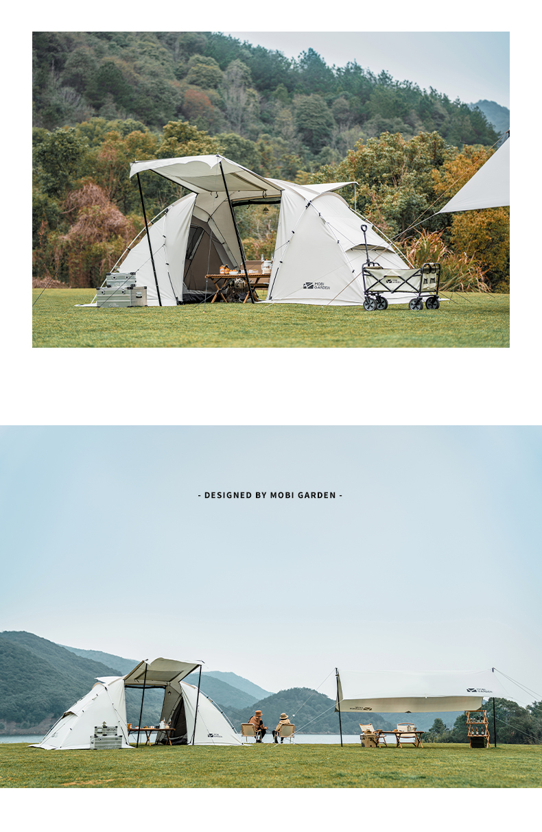 Nature Hike Camping Outdoor Equipment Portable Beach Two Rooms One Hall Four People Camping Tent Travel Equipment