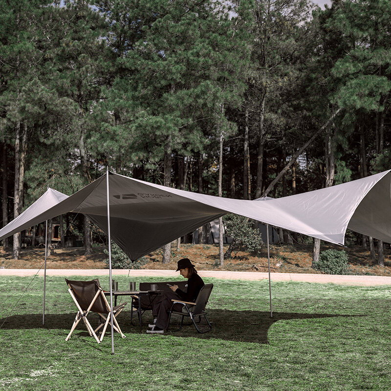 Canopy Pergola Outdoor Family Camp Camping Rain-Proof Oversize Sunscreen Hanging Silver Large Canopy