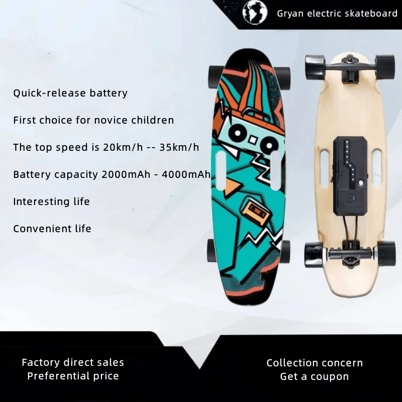 Gryan Big fish board dual drive electric land surfboard four-wheel scooter to work walking artifact balance car campus
