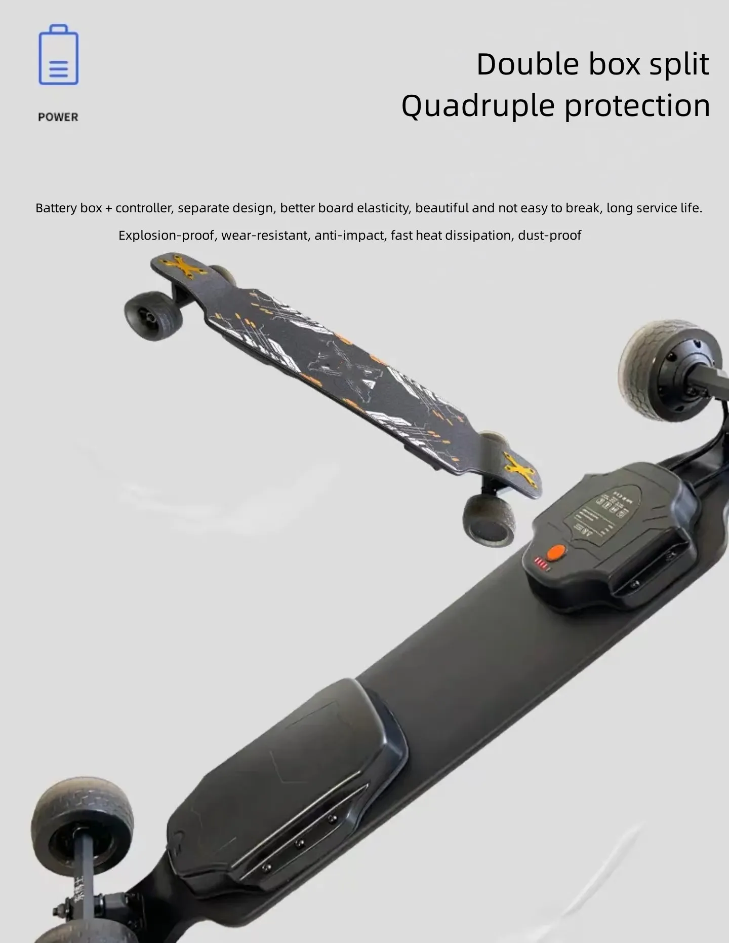 GryanOutdoor off-road electric skateboard four wheel adult work transport walking artifact balance car campus electric longboard