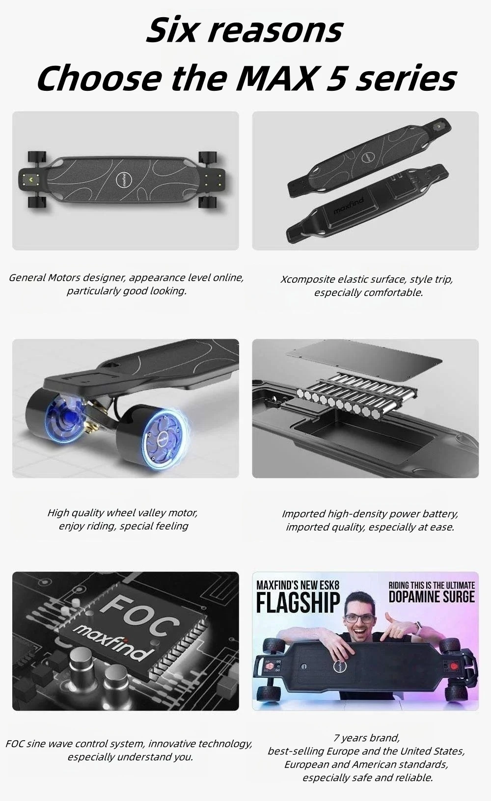 Maxfinds new Max5 series four-wheel electric skateboard remote control dual-drive adult commuter scooter