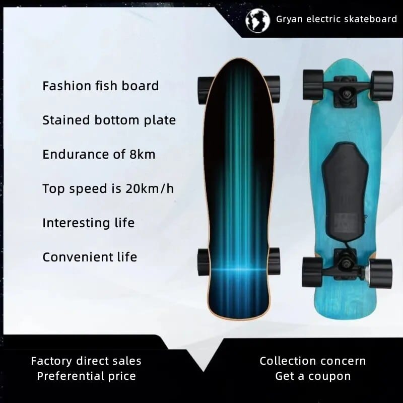 GryanFashion four-wheel scooter land Chong rapid descent electric small fish board adult students office workers walk to commute