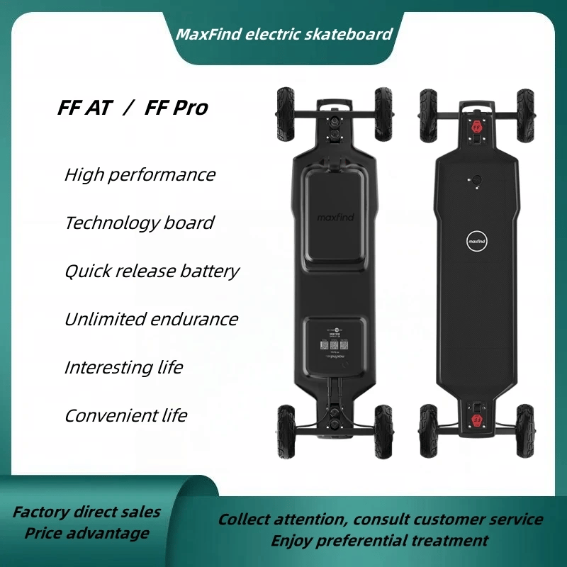 MaxfindFF AT electric skateboard 4WD adult remote control longboard campus commute to work all terrain