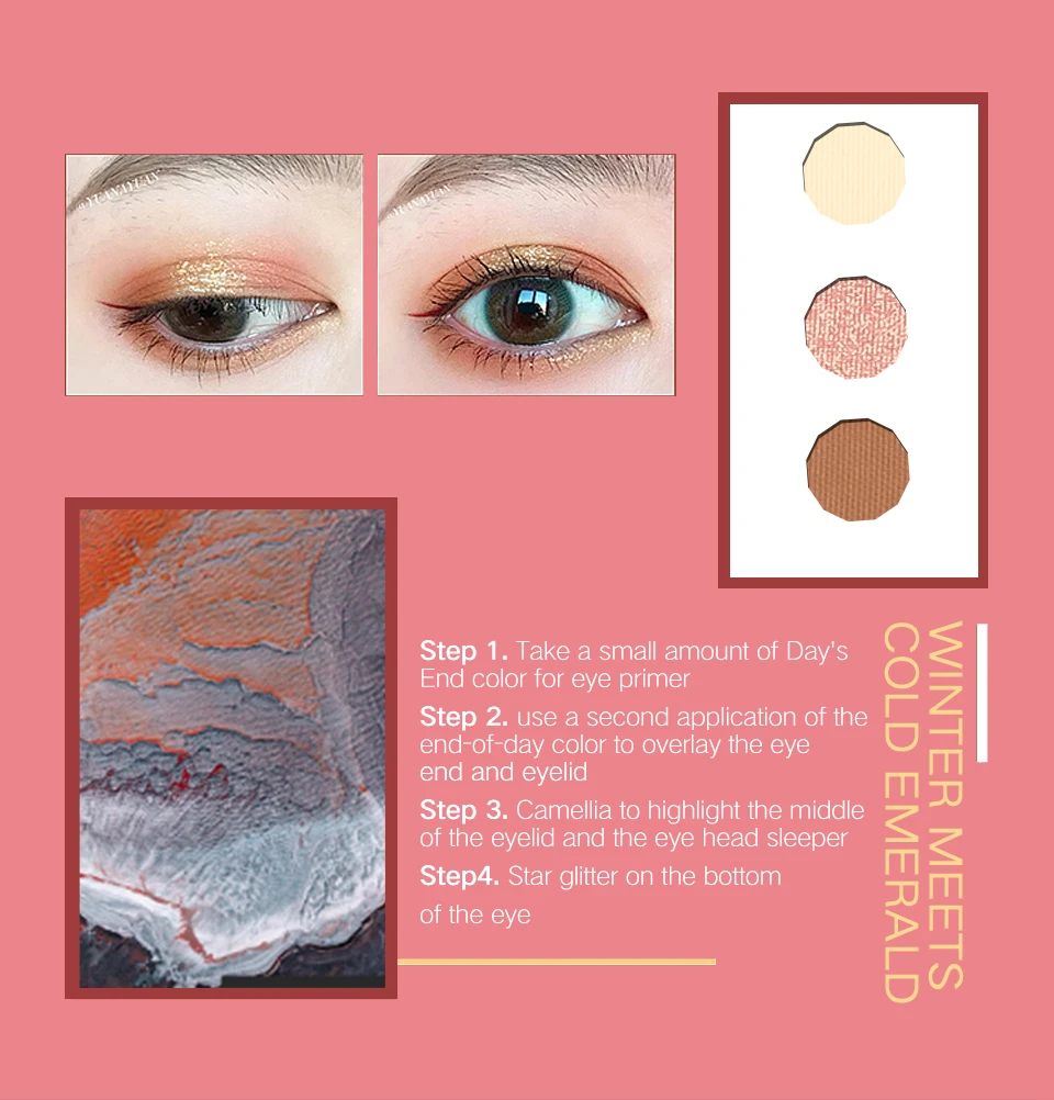 CHARMACY Glitter Matte Eyeshadow Palette 10 Pattern 3D Printing Eye Pigment Shadows Waterproof Longstay Eye Makeup Dropshipping