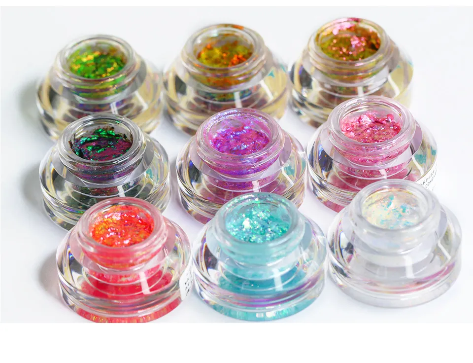 CHARMACY New 10 Color Multichrome Gel Eyeshadow Chameleon Shiny Gel Eyeshadows Flakes Gel Eye Makeup Duochrome Glitter Eye