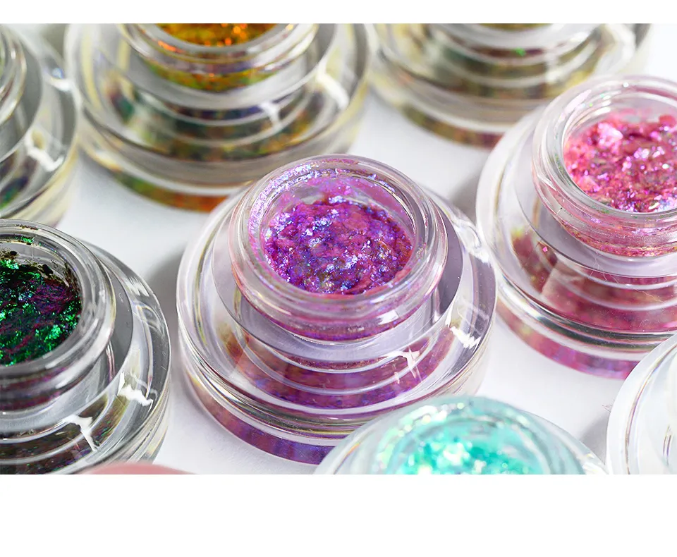 CHARMACY New 10 Color Multichrome Gel Eyeshadow Chameleon Shiny Gel Eyeshadows Flakes Gel Eye Makeup Duochrome Glitter Eye