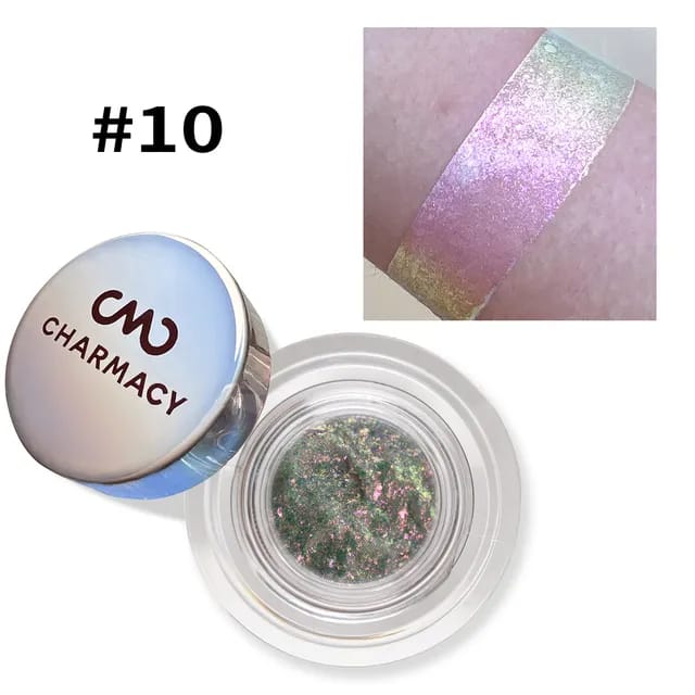 CHARMACY New 10 Color Multichrome Gel Eyeshadow Chameleon Shiny Gel Eyeshadows Flakes Gel Eye Makeup Duochrome Glitter Eye