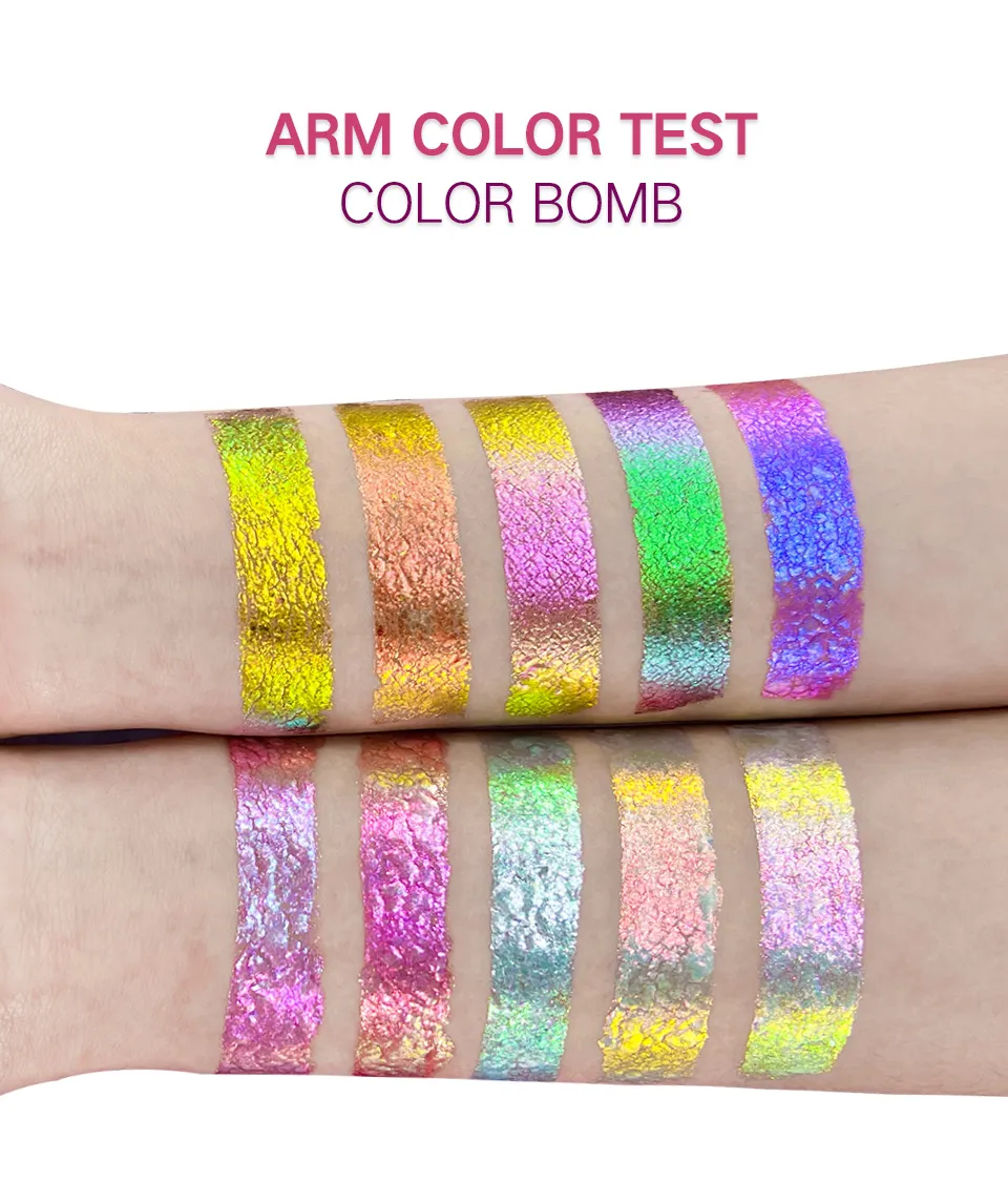 CHARMACY New 10 Color Multichrome Gel Eyeshadow Chameleon Shiny Gel Eyeshadows Flakes Gel Eye Makeup Duochrome Glitter Eye