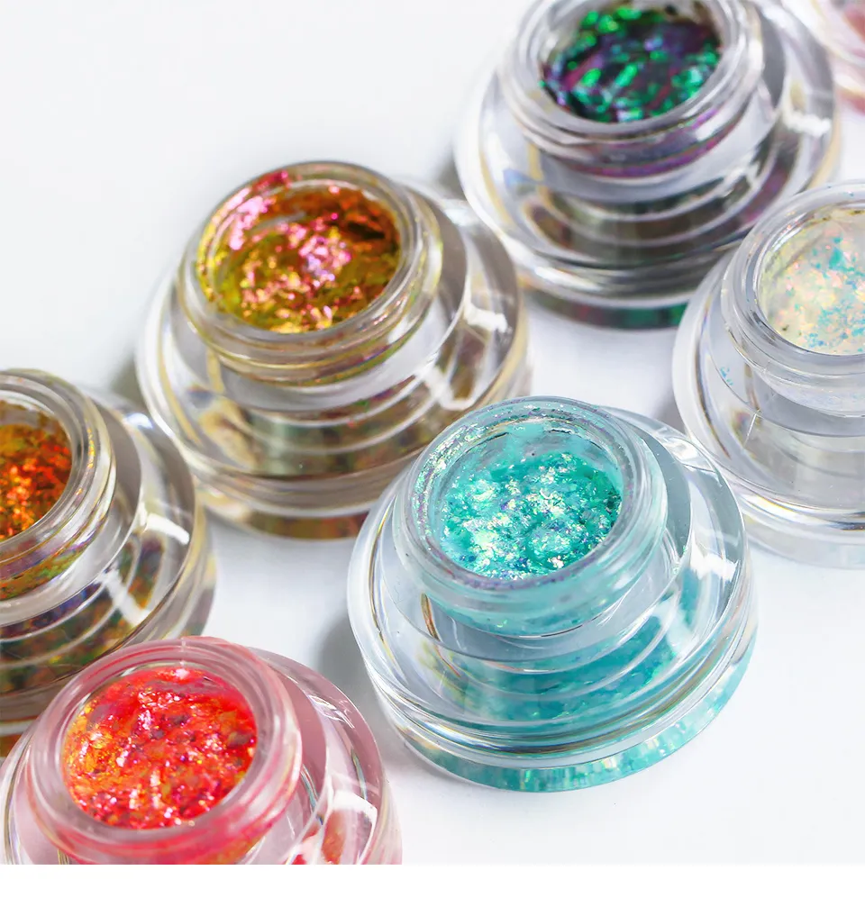 CHARMACY New 10 Color Multichrome Gel Eyeshadow Chameleon Shiny Gel Eyeshadows Flakes Gel Eye Makeup Duochrome Glitter Eye