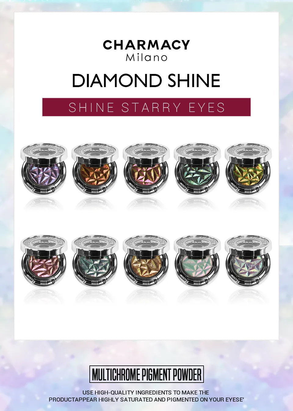CHARMACY Duochrome Long-lasting Eyeshadow Palette High Quality Pigment Shadows with Glitter Makeup Cosmetic for Eye Women
