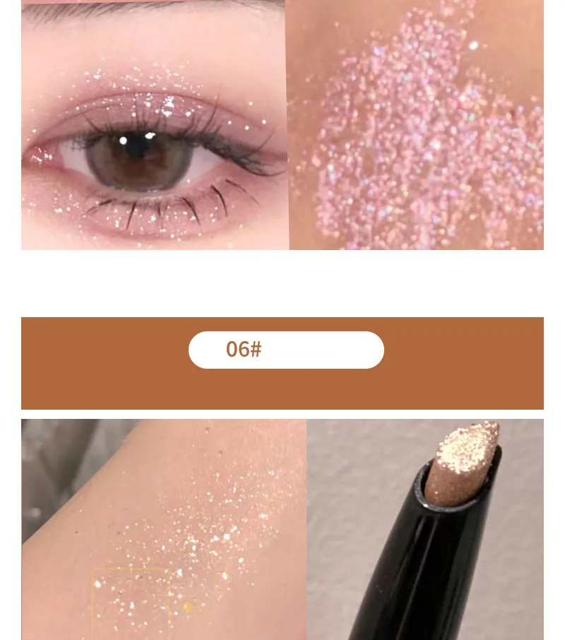 Pearlescent Eye Shadow Stick Shimmering Clear Sparkle Diamond Lying Silkworm Pencil Long Lasting Glitter for Eyes Korean Makeup
