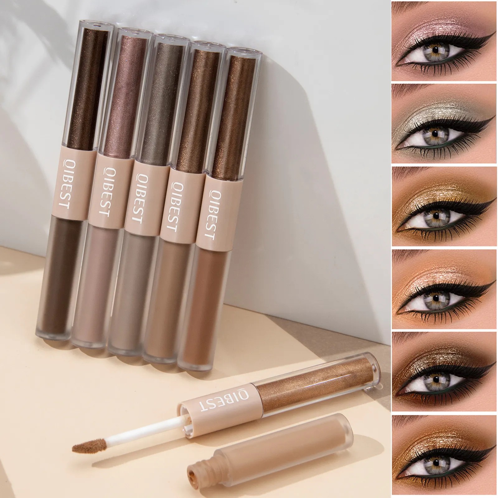 2 In 1 Stick Pearly Matte Eyeshadow Cream Smooth Nude Eye Makeup Liquid Contour Shadow Stick Waterproof Shimmer High Light Pen