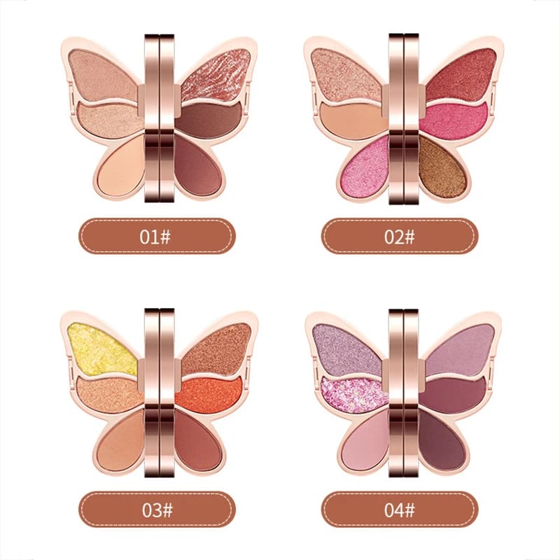 Brand 6 colors Eyeshadow palette butterfly Eye shadow lucky Koi Pearl Sequins Glitter Matte Makeup plate glitter eyeshadow