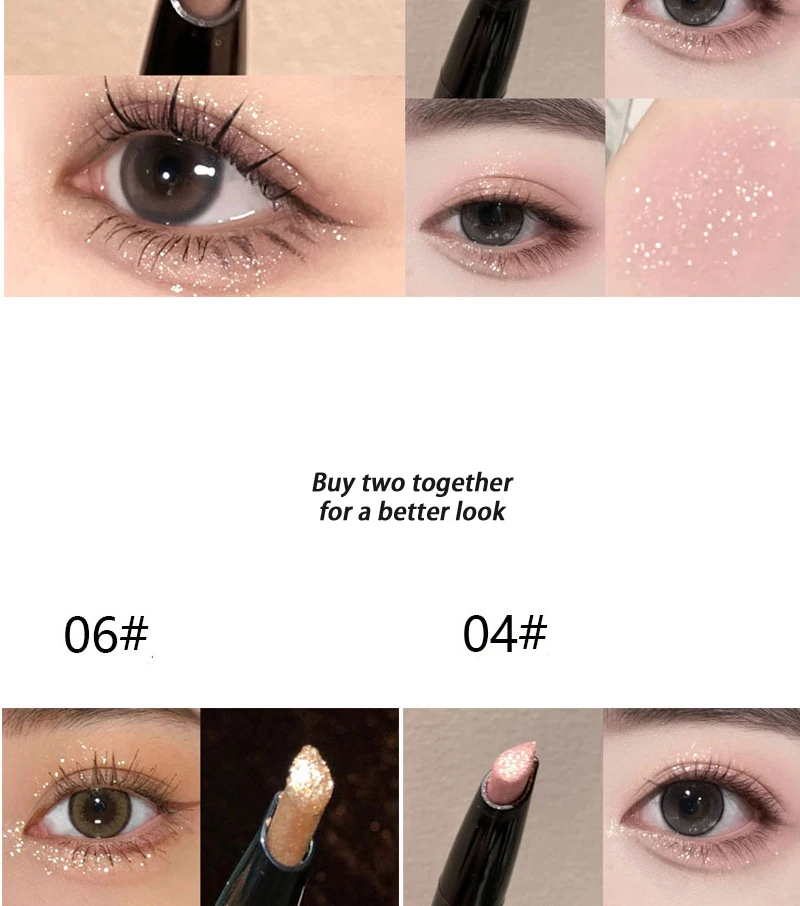 Pearlescent Eye Shadow Stick Shimmering Clear Sparkle Diamond Lying Silkworm Pencil Long Lasting Glitter for Eyes Korean Makeup