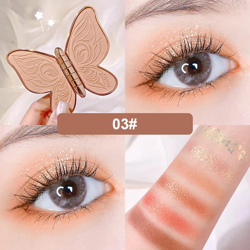 Brand 6 colors Eyeshadow palette butterfly Eye shadow lucky Koi Pearl Sequins Glitter Matte Makeup plate glitter eyeshadow