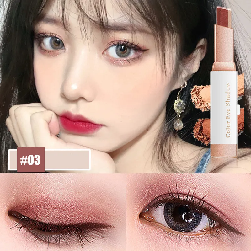 Double Color Glitter Eye shadow Stick Pencil Eyeshadow Makeup Waterproof Bicolor Shimmer Cosmetics Beauty Makeup Tool