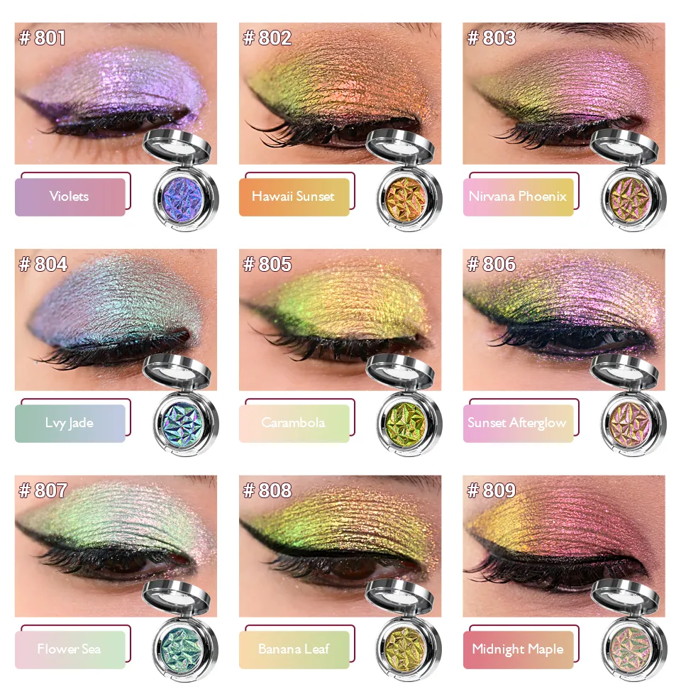 CHARMACY Duochrome Long-lasting Eyeshadow Palette High Quality Pigment Shadows with Glitter Makeup Cosmetic for Eye Women