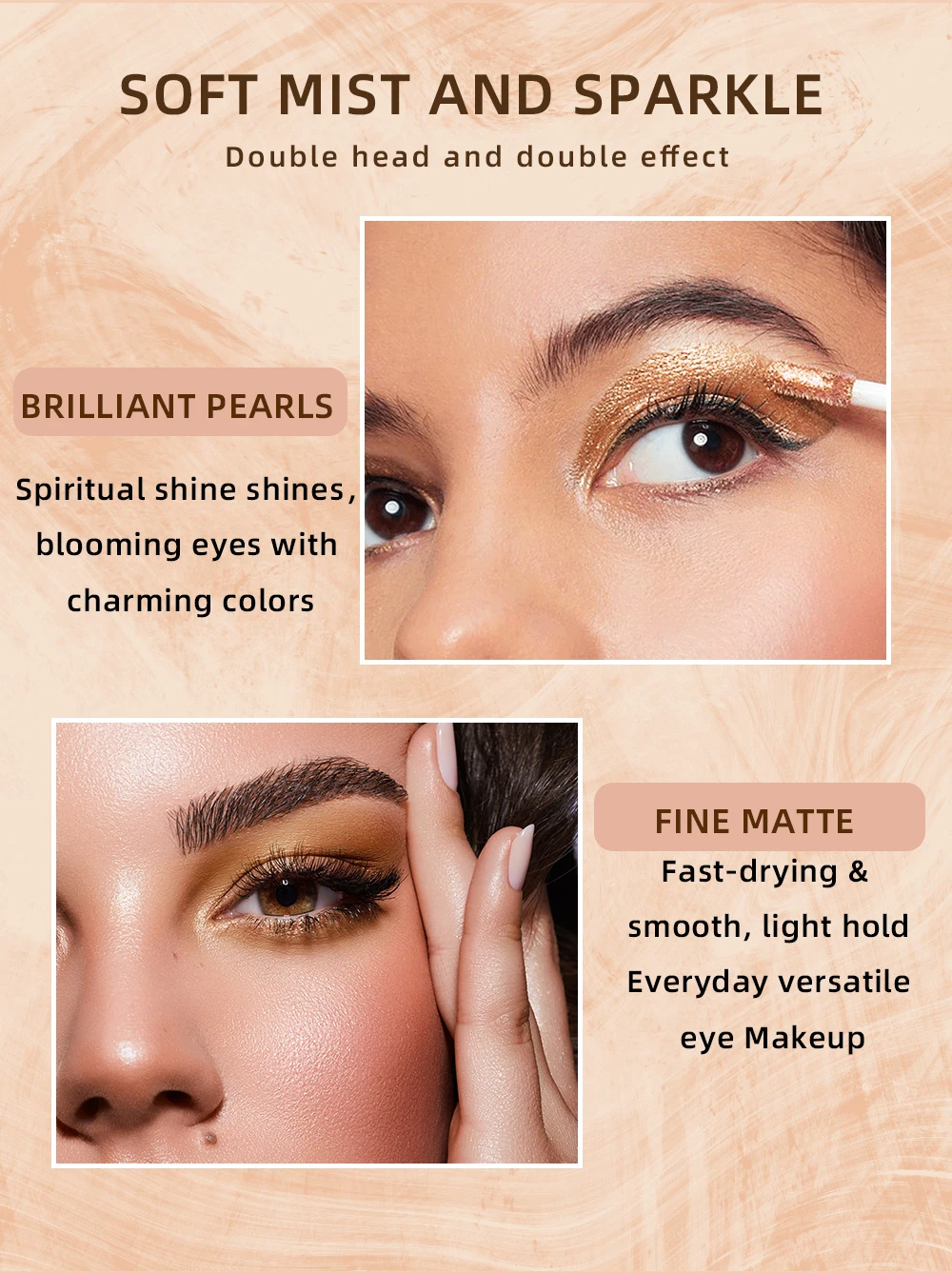 2 In 1 Stick Pearly Matte Eyeshadow Cream Smooth Nude Eye Makeup Liquid Contour Shadow Stick Waterproof Shimmer High Light Pen