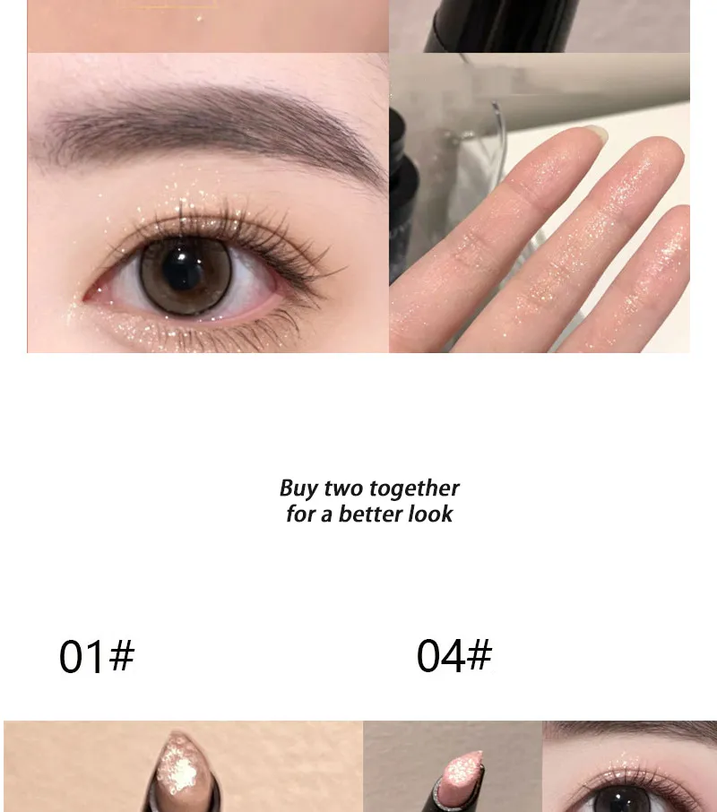 Pearlescent Eye Shadow Stick Shimmering Clear Sparkle Diamond Lying Silkworm Pencil Long Lasting Glitter for Eyes Korean Makeup