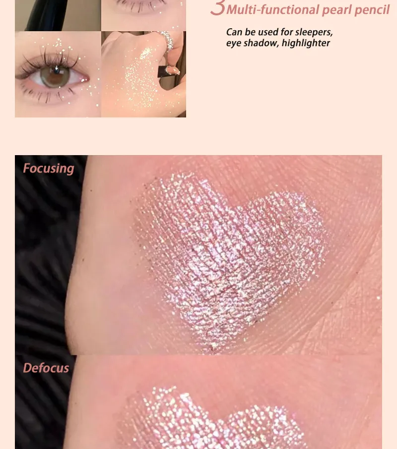 Pearlescent Eye Shadow Stick Shimmering Clear Sparkle Diamond Lying Silkworm Pencil Long Lasting Glitter for Eyes Korean Makeup