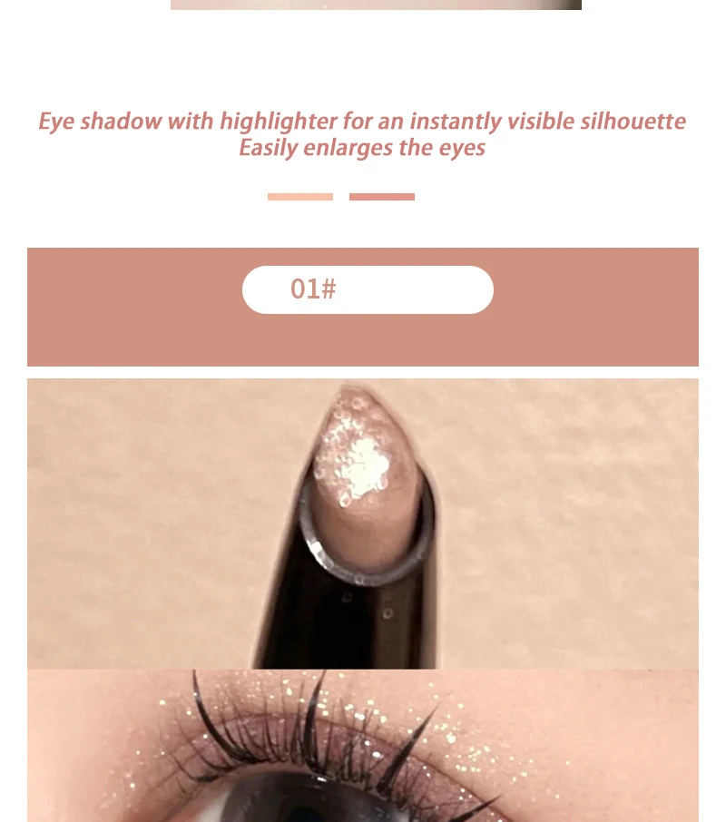 Pearlescent Eye Shadow Stick Shimmering Clear Sparkle Diamond Lying Silkworm Pencil Long Lasting Glitter for Eyes Korean Makeup