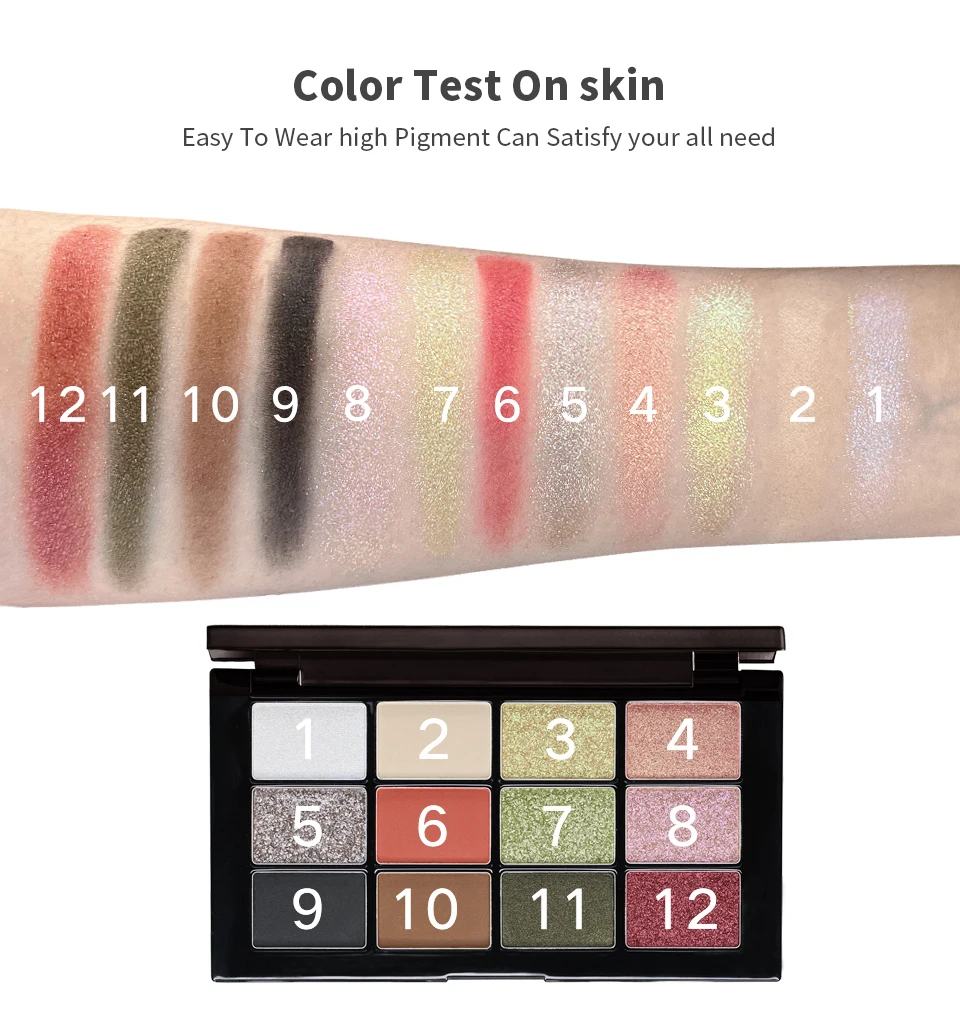 CHARMACY 12 Colors Glitter Eyeshadows Palette High Quality Professional Eye Shadow Makeup for Women Cosmetic Free Shipping