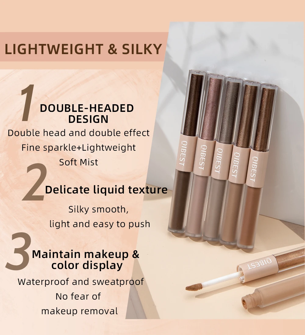 2 In 1 Stick Pearly Matte Eyeshadow Cream Smooth Nude Eye Makeup Liquid Contour Shadow Stick Waterproof Shimmer High Light Pen
