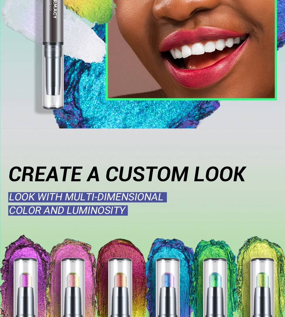 CHARMACY New Multichrome Eyeshadow Sticks High Pigmented Glitter Eyeshadow 6 Color Waterproof Eye Shadow Pen Metallic Makeup