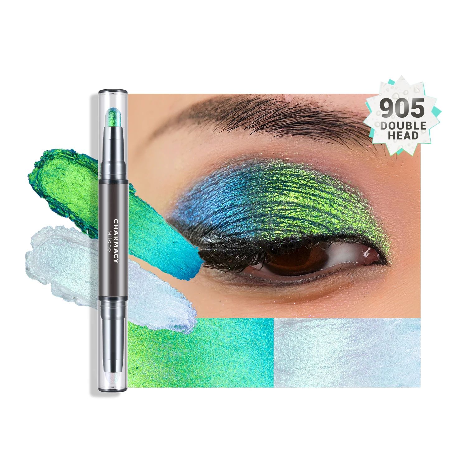 CHARMACY New Multichrome Eyeshadow Sticks High Pigmented Glitter Eyeshadow 6 Color Waterproof Eye Shadow Pen Metallic Makeup