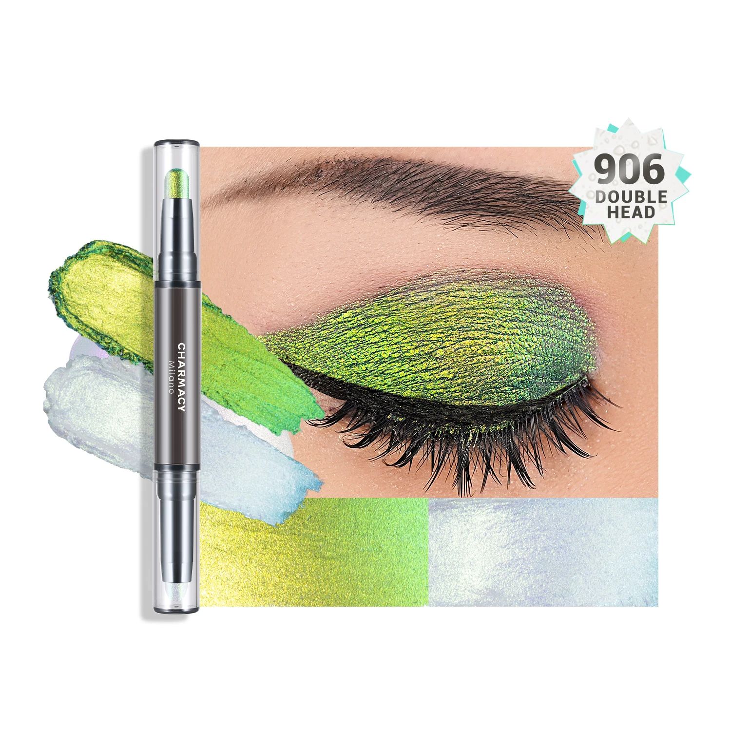 CHARMACY New Multichrome Eyeshadow Sticks High Pigmented Glitter Eyeshadow 6 Color Waterproof Eye Shadow Pen Metallic Makeup