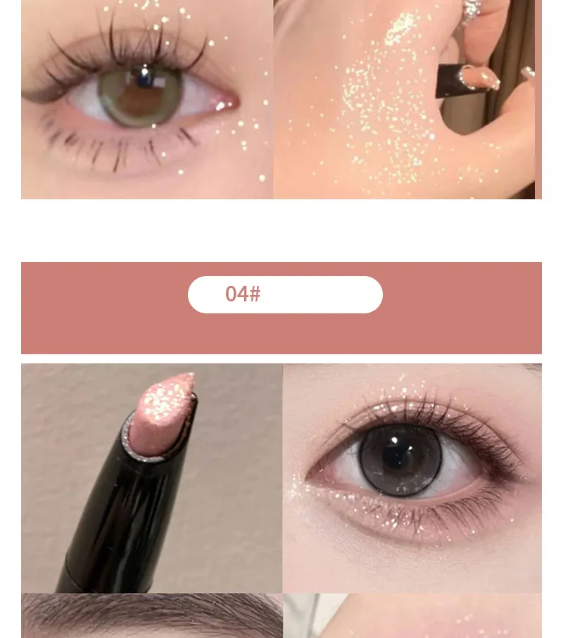 Pearlescent Eye Shadow Stick Shimmering Clear Sparkle Diamond Lying Silkworm Pencil Long Lasting Glitter for Eyes Korean Makeup