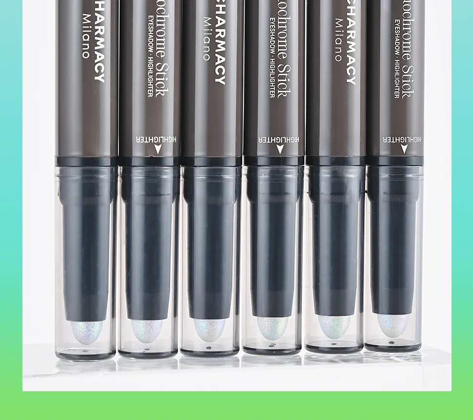 CHARMACY 2 In 1 Multichrome Eyeshadow Sticks High Pigmented Glitter Eyeshadow Waterproof Eye Shadow Pen Metallic Makeup 6 Color