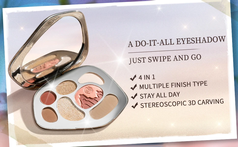 CATKIN Eyeshadow Blush Full Face Matte Shimmer Glitter High Pigmented Face Highlighter Shading Powder