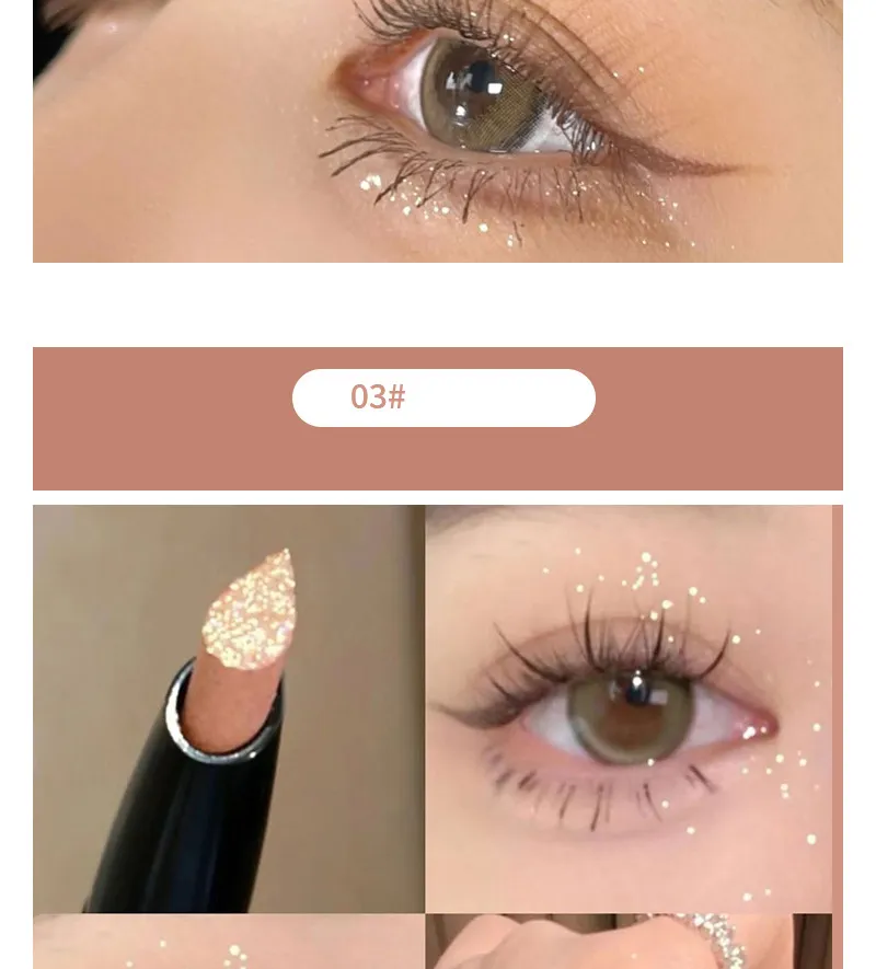 Pearlescent Eye Shadow Stick Shimmering Clear Sparkle Diamond Lying Silkworm Pencil Long Lasting Glitter for Eyes Korean Makeup