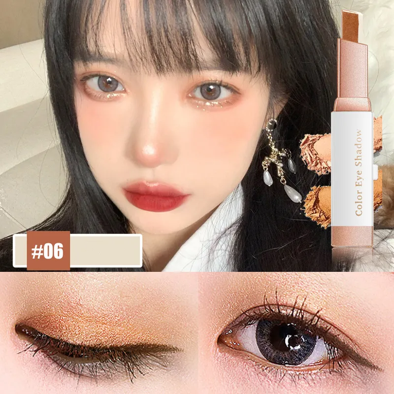 Double Color Glitter Eye shadow Stick Pencil Eyeshadow Makeup Waterproof Bicolor Shimmer Cosmetics Beauty Makeup Tool
