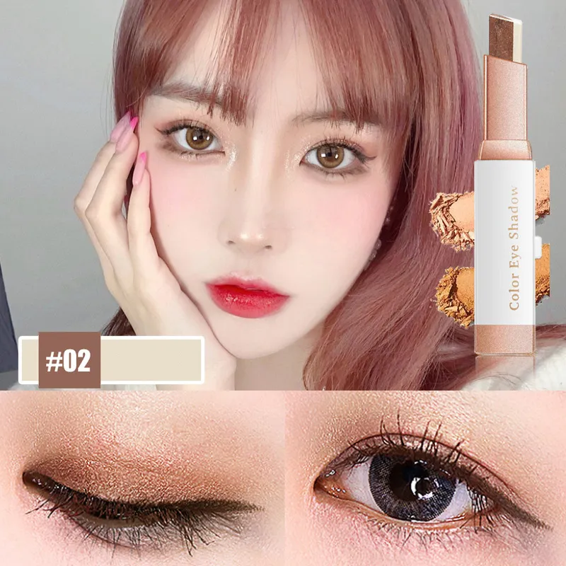 Double Color Glitter Eye shadow Stick Pencil Eyeshadow Makeup Waterproof Bicolor Shimmer Cosmetics Beauty Makeup Tool