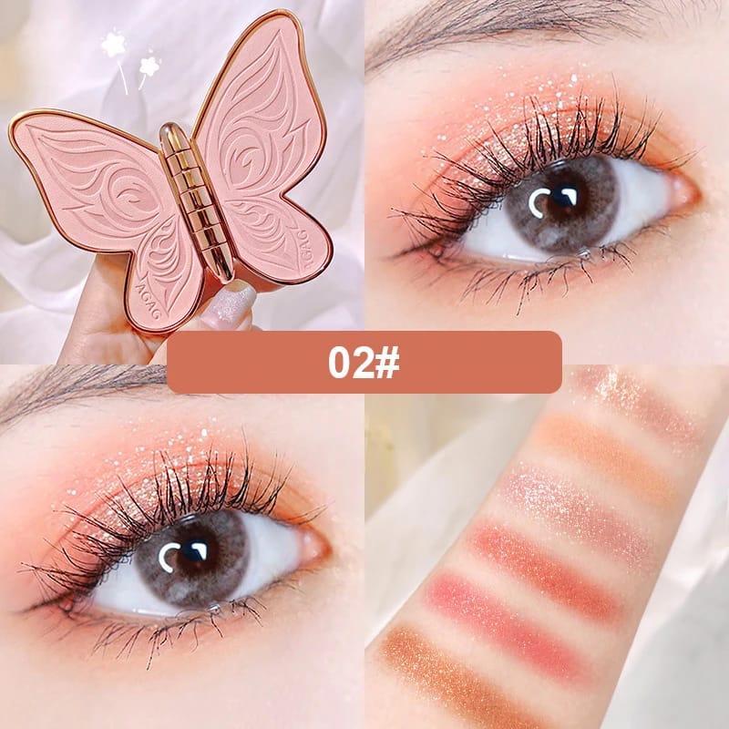 Brand 6 colors Eyeshadow palette butterfly Eye shadow lucky Koi Pearl Sequins Glitter Matte Makeup plate glitter eyeshadow