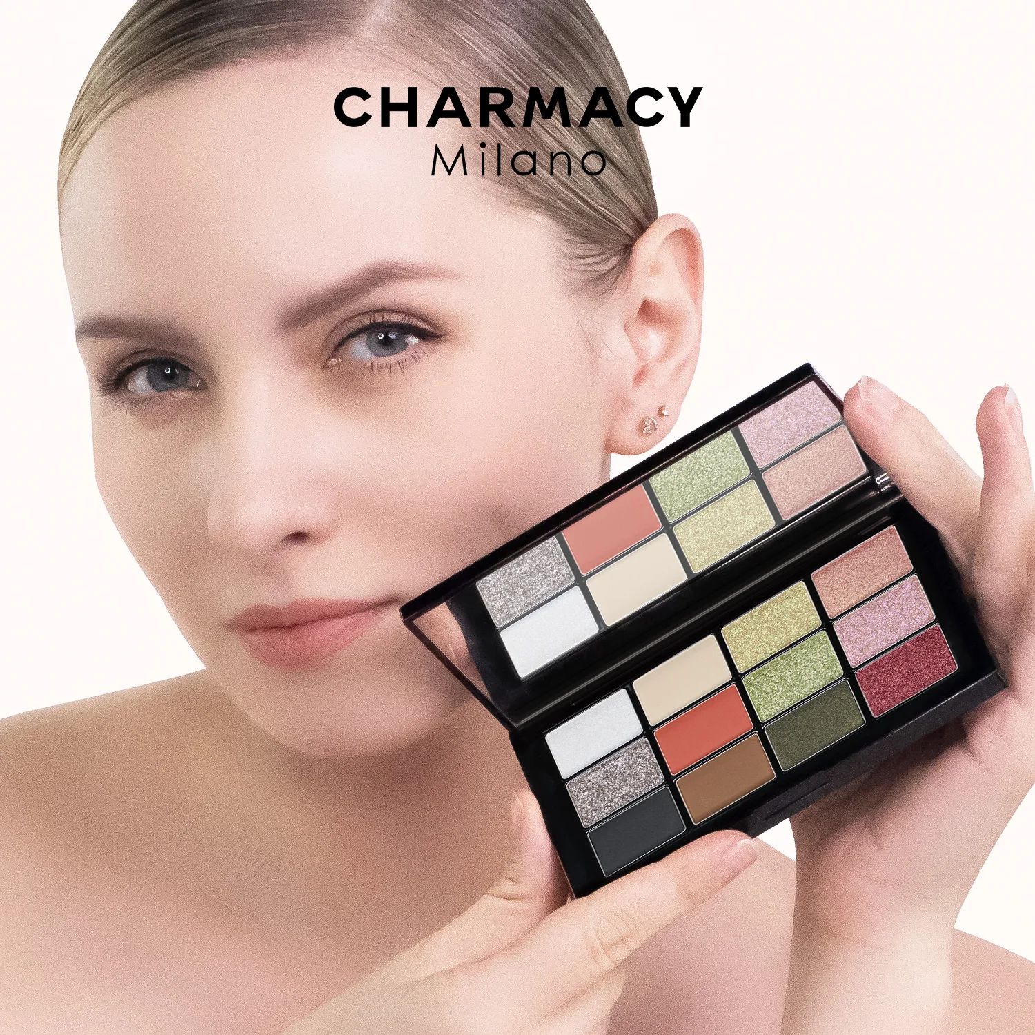 CHARMACY Twelve-color Eyeshadow Palette Diamond Shiny High-gloss Long-lasting Optical Color-changing Women's Fashion Makeup