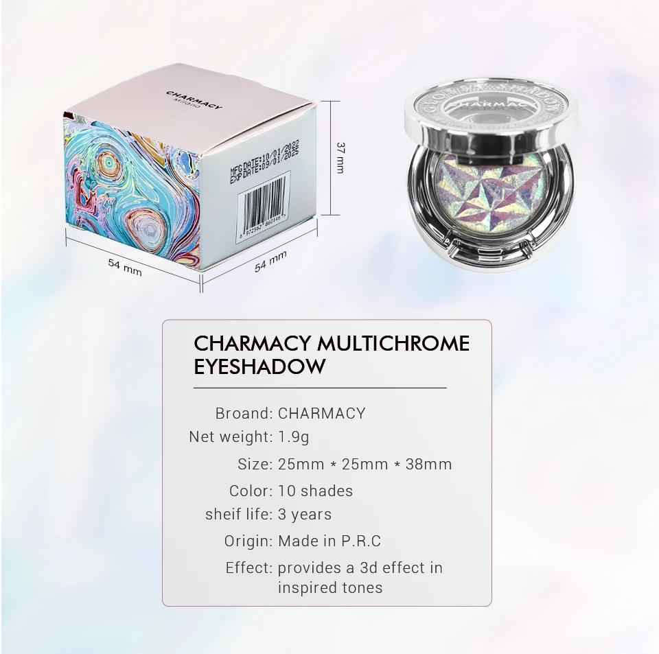 CHARMACY Duochrome Long-lasting Eyeshadow Palette High Quality Pigment Shadows with Glitter Makeup Cosmetic for Eye Women