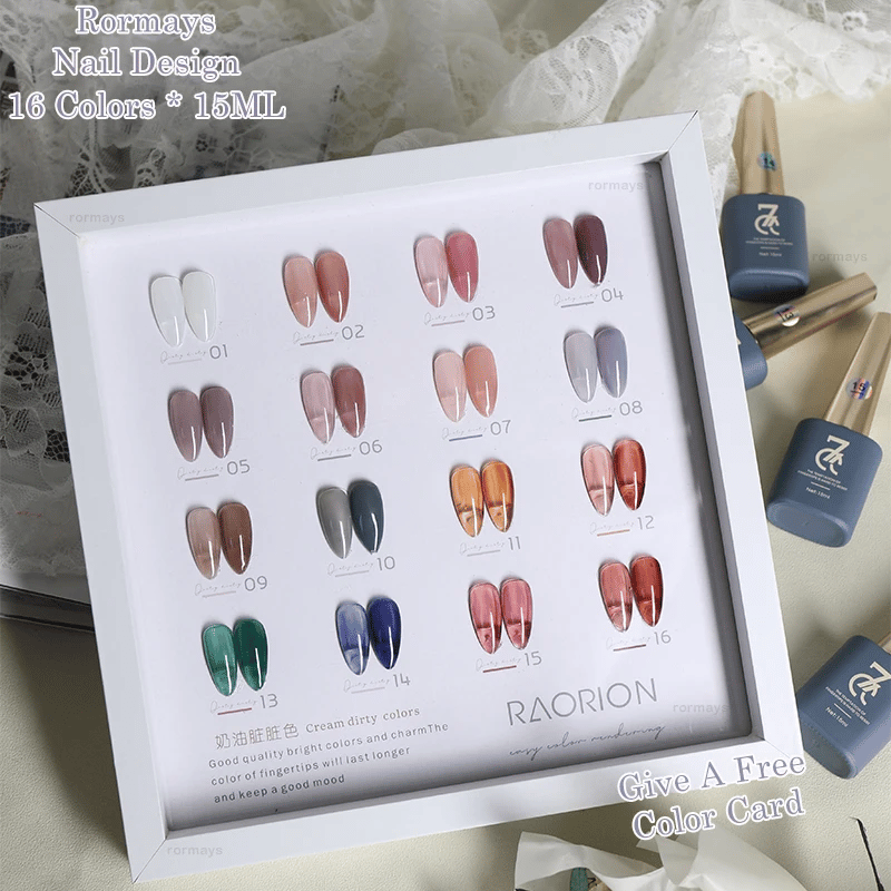 Rormays 16 Colors Transparent Colorful Nail Gel Polish Semi Permanent Soak Off UVLED Nail Art Design Neon Jelly Gel Varnish 15ML
