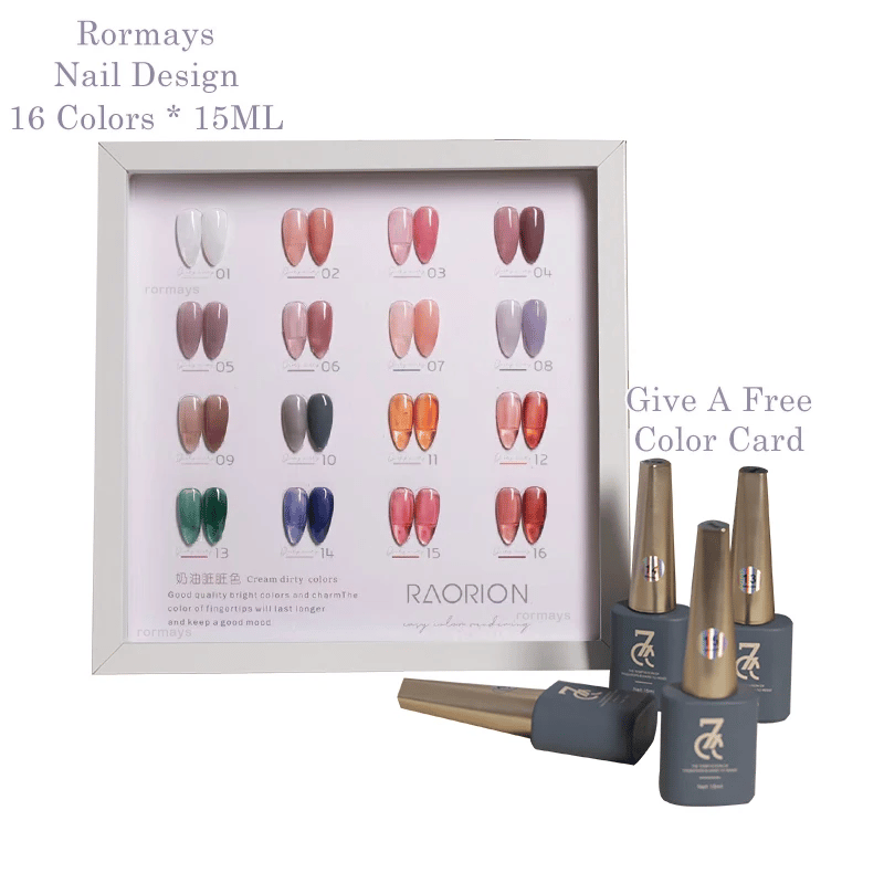 Rormays 16 Colors Transparent Colorful Nail Gel Polish Semi Permanent Soak Off UVLED Nail Art Design Neon Jelly Gel Varnish 15ML