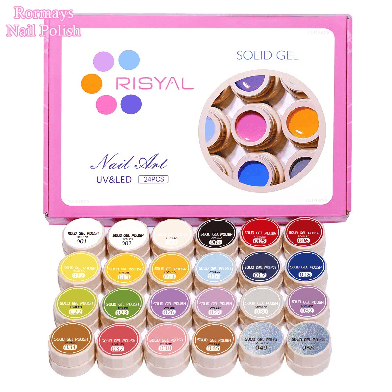 Rormays 24pcs Solid Cream Gel Nail Polish 5g Canned Semi Permanent Varnish DIY Cream Texture Painting Nail Solid UV Gel Factory