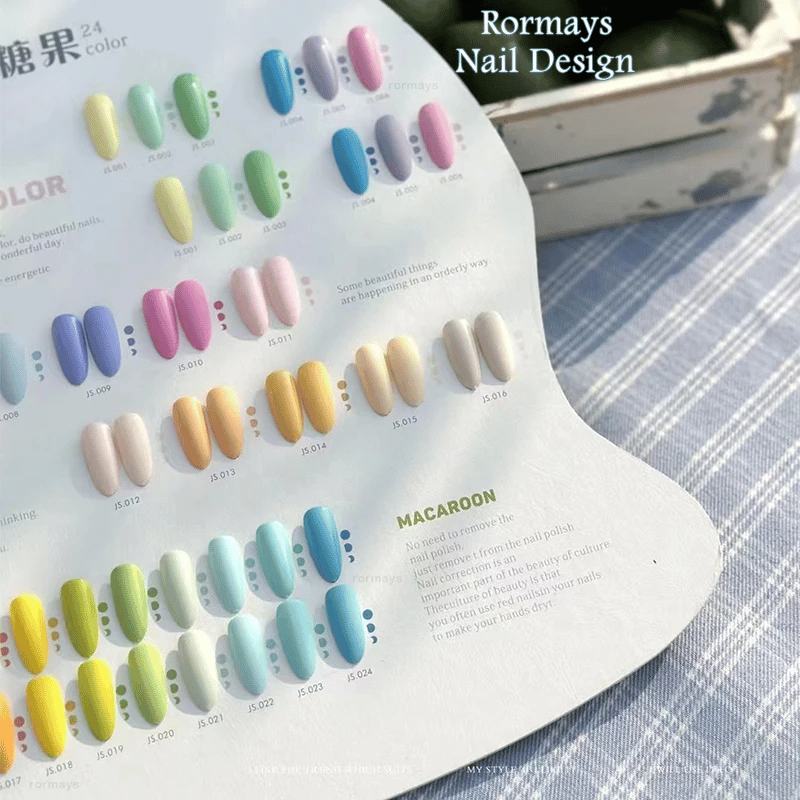 Rormays Macaron Candy gel nail polish Set 24PCS Color Polished gel Varnish Soaked UV LED Lasting Nail Design Salon gel Factory
