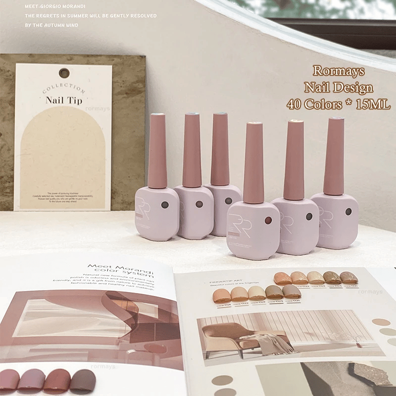 Rormays Autumn 40 Color gel Polished Nail Set Brown Green Mixed Varnish UV LED Soaked Nail Design Flip Color Card Salon Factory