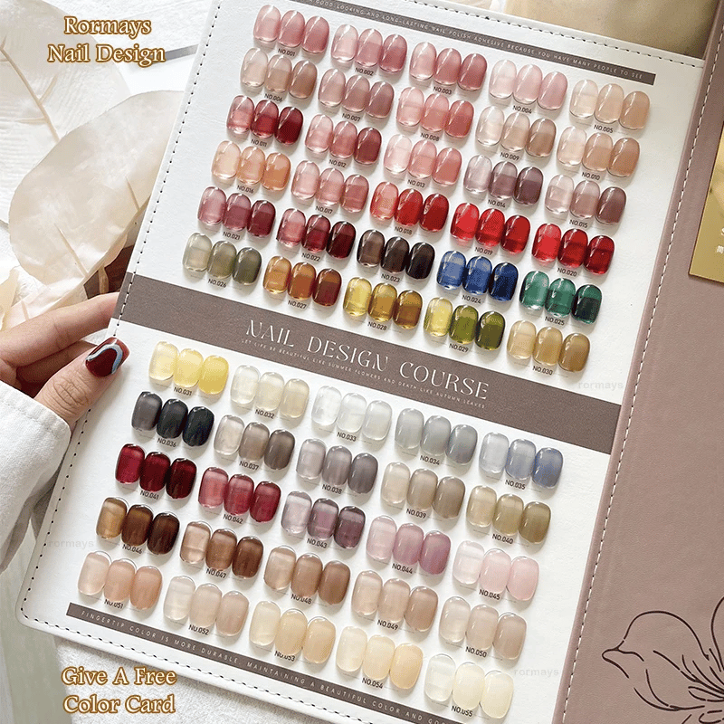 Rormays Autumn and Winter New Jelly Nude gel nail polish 55PCS Translucent Varnish UV LED Soaking Ice Light Treatment gel Nail