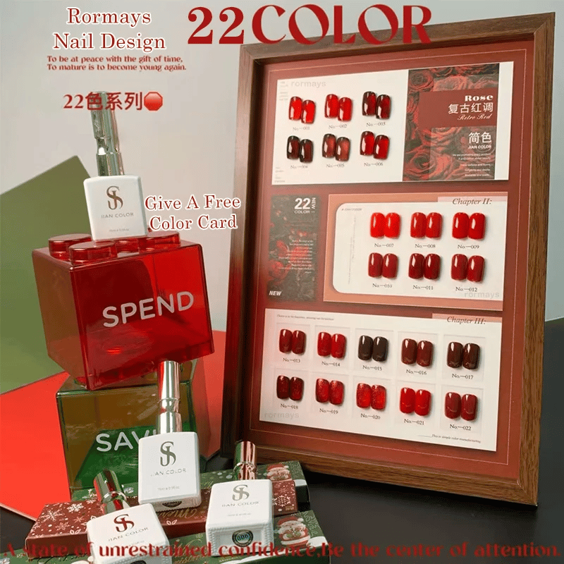 Rormays 15ml High Saturation Red Gel Nail Polish 22 Color Set Varnish Gel Paint Coating UV LED Nail Enhancement Design Gel